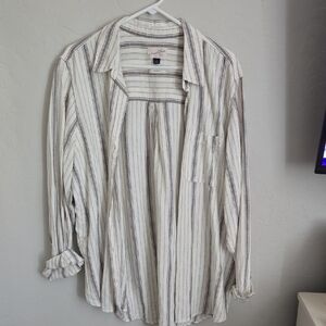 Universal Thread Cream and Brown Striped Shirt